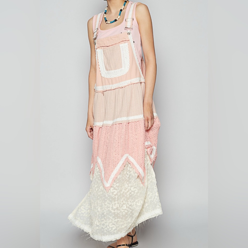 POL Pink and Cream Layered Dress